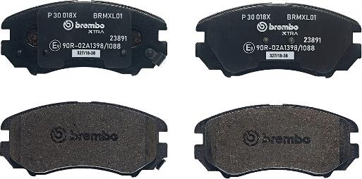 Brembo P 30 018X - Brake Pad Set, disc brake www.autospares.lv