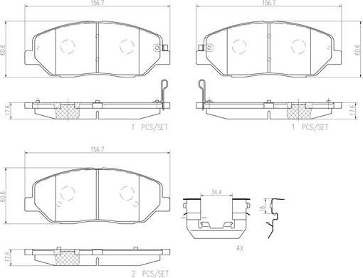 Brembo P30036N - Bremžu uzliku kompl., Disku bremzes www.autospares.lv