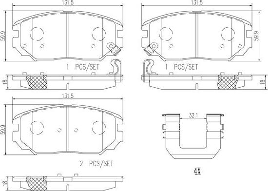 Brembo P30038N - Brake Pad Set, disc brake www.autospares.lv