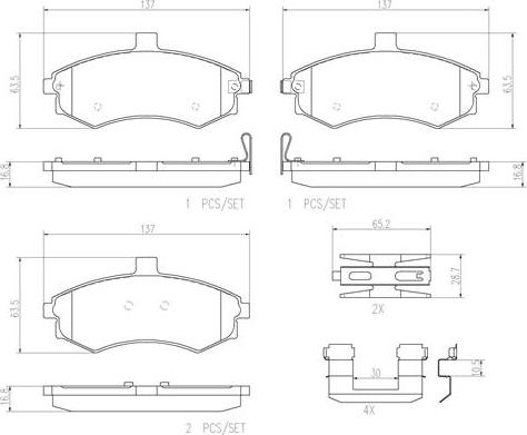 Brembo P30020N - Brake Pad Set, disc brake www.autospares.lv