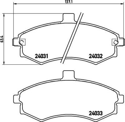 Brembo P 30 020 - Bremžu uzliku kompl., Disku bremzes autospares.lv