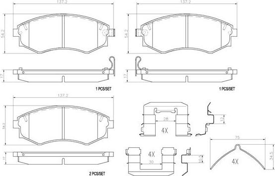 Brembo P30022N - Тормозные колодки, дисковые, комплект www.autospares.lv