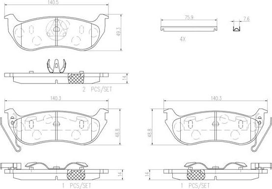 Brembo P37009N - Bremžu uzliku kompl., Disku bremzes autospares.lv