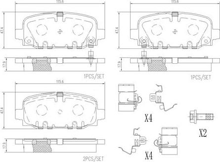 Brembo P37024N - Bremžu uzliku kompl., Disku bremzes www.autospares.lv