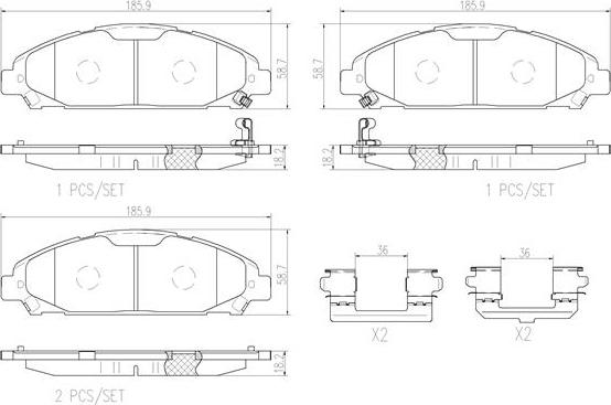 Brembo P 24 206 - Bremžu uzliku kompl., Disku bremzes www.autospares.lv