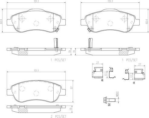 Brembo P28045N - Тормозные колодки, дисковые, комплект www.autospares.lv