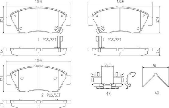 Brembo P28056N - Brake Pad Set, disc brake www.autospares.lv