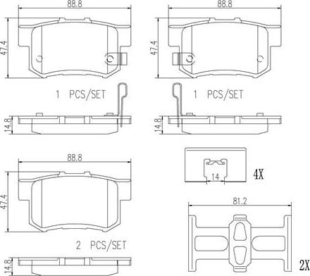 Brembo P28039N - Brake Pad Set, disc brake www.autospares.lv