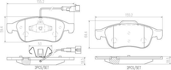 Brembo P23148N - Bremžu uzliku kompl., Disku bremzes autospares.lv