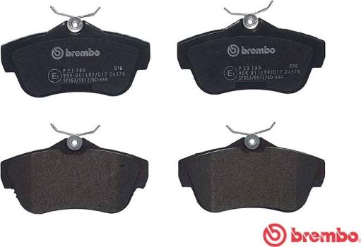 Brembo P 23 189 - Bremžu uzliku kompl., Disku bremzes www.autospares.lv