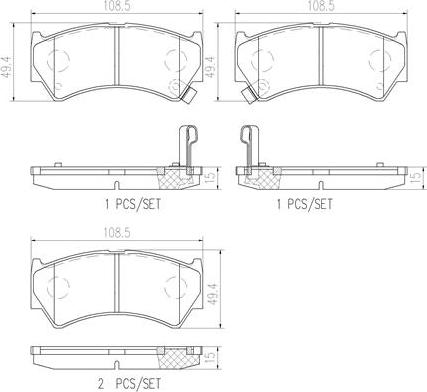 Brembo P79013N - Brake Pad Set, disc brake www.autospares.lv