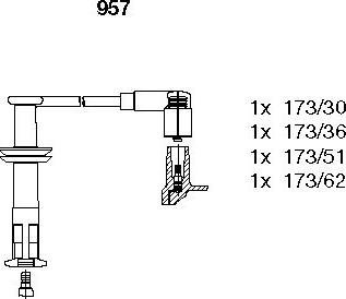 Bremi 957 - Augstsprieguma vadu komplekts www.autospares.lv