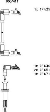 Bremi 600/411 - Augstsprieguma vadu komplekts www.autospares.lv