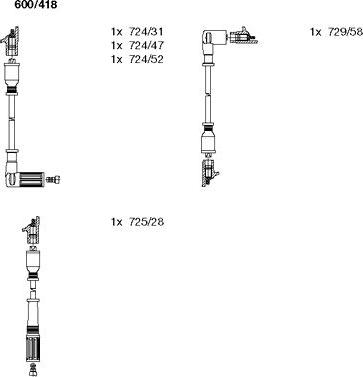 Bremi 600/418 - Augstsprieguma vadu komplekts www.autospares.lv