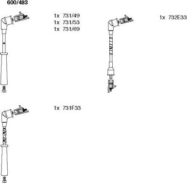 Bremi 600/483 - Augstsprieguma vadu komplekts www.autospares.lv