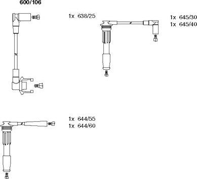 Bremi 600/106 - Augstsprieguma vadu komplekts www.autospares.lv