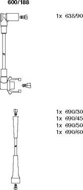 Bremi 600/188 - Augstsprieguma vadu komplekts www.autospares.lv