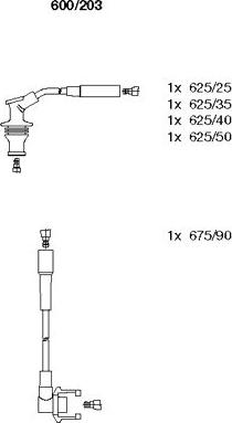 Bremi 600/203 - Augstsprieguma vadu komplekts www.autospares.lv