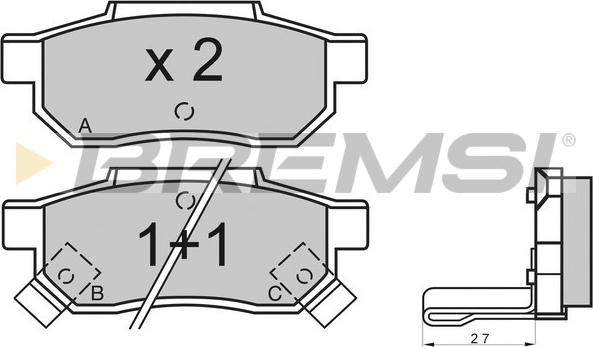 Bremsi BP2530 - Тормозные колодки, дисковые, комплект www.autospares.lv