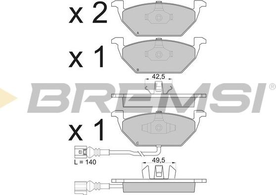 Bremsi BP2848 - Brake Pad Set, disc brake www.autospares.lv