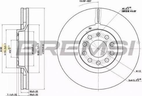 Bremsi DBB705V - Тормозной диск www.autospares.lv