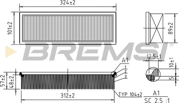 Bremsi FA1616 - Gaisa filtrs www.autospares.lv