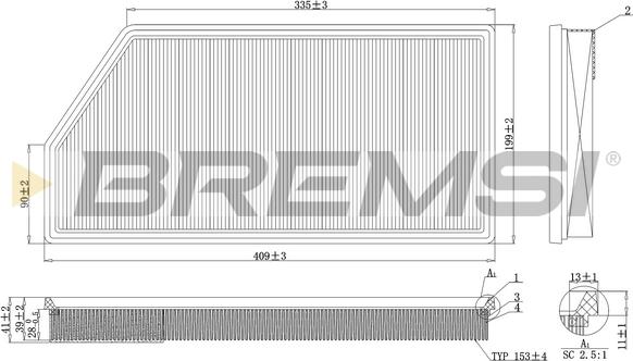 Bremsi FA1093 - Air Filter, engine www.autospares.lv