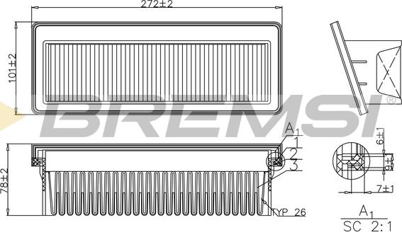 Bremsi FA1198 - Gaisa filtrs www.autospares.lv