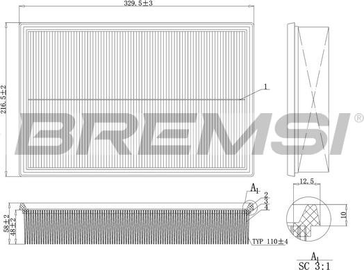 Bremsi FA1161 - Gaisa filtrs www.autospares.lv