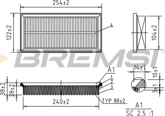 Bremsi FA1100 - Gaisa filtrs www.autospares.lv