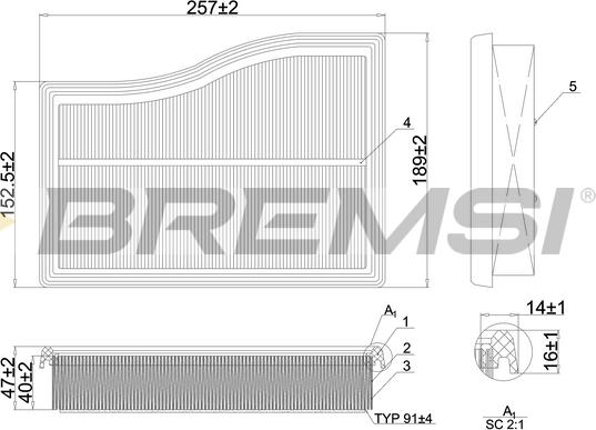 Bremsi FA1101 - Gaisa filtrs www.autospares.lv