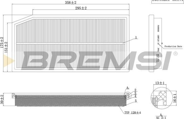 Bremsi FA1124 - Gaisa filtrs www.autospares.lv