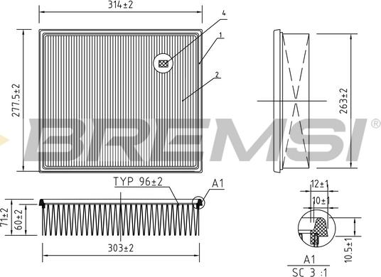 Bremsi FA1252 - Gaisa filtrs www.autospares.lv