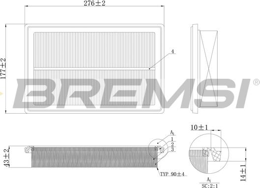 Bremsi FA1206 - Gaisa filtrs www.autospares.lv