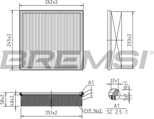 Bremsi FA2090 - Air Filter, engine www.autospares.lv