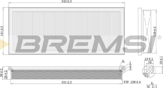 Bremsi FA2121 - Gaisa filtrs www.autospares.lv