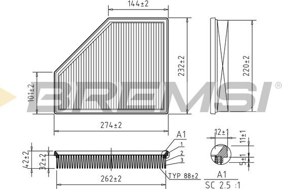 Bremsi FA2395 - Gaisa filtrs www.autospares.lv