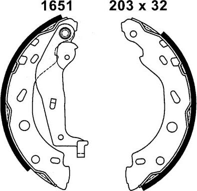 BSF 01651 - Комплект тормозных колодок, барабанные www.autospares.lv