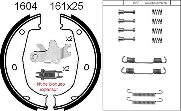 BSF 01604KC - Brake Shoe Set, parking brake www.autospares.lv