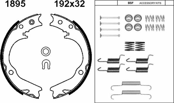 BSF 01895K - Комплект тормозов, ручник, парковка www.autospares.lv