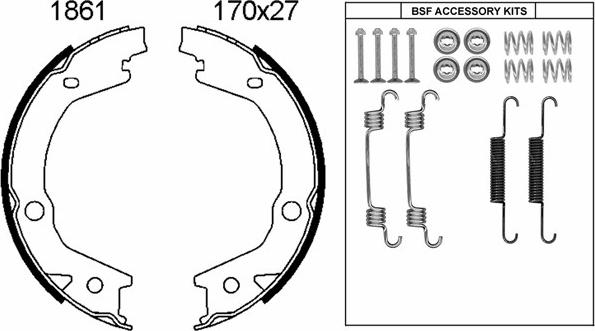 BSF 01861K - Brake Shoe Set, parking brake www.autospares.lv