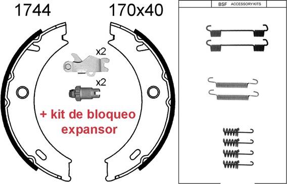 BSF 01744KC - Brake Shoe Set, parking brake www.autospares.lv