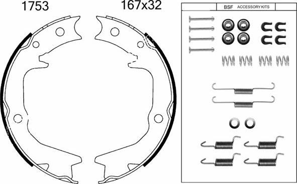 BSF 01753K - Brake Shoe Set, parking brake www.autospares.lv