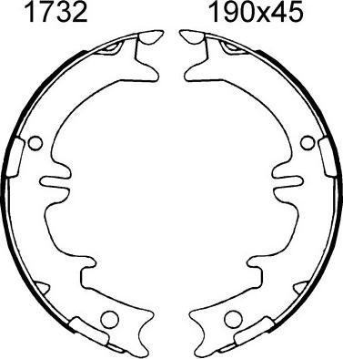 BSF 01732 - Комплект тормозов, ручник, парковка www.autospares.lv