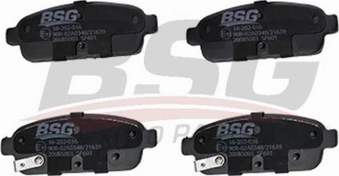 BSG BSG 16-202-016 - Тормозные колодки, дисковые, комплект www.autospares.lv