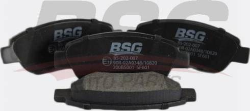 BSG BSG 85-202-007 - Brake Pad Set, disc brake www.autospares.lv