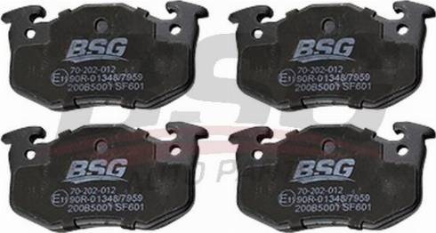 BSG BSG 70-202-012 - Тормозные колодки, дисковые, комплект www.autospares.lv