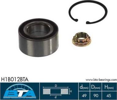 BTA H1B012BTA - Wheel hub, bearing Kit www.autospares.lv