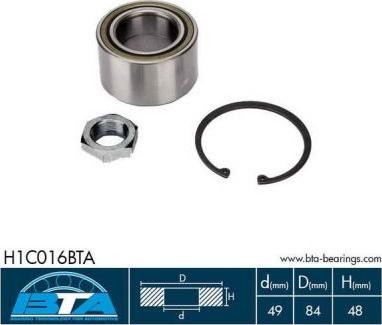 BTA H1C016BTA - Wheel hub, bearing Kit www.autospares.lv