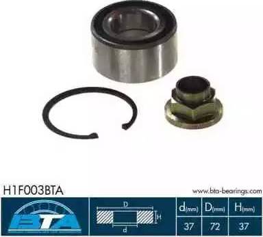 BTA H1F003BTA - Подшипник ступицы колеса, комплект www.autospares.lv